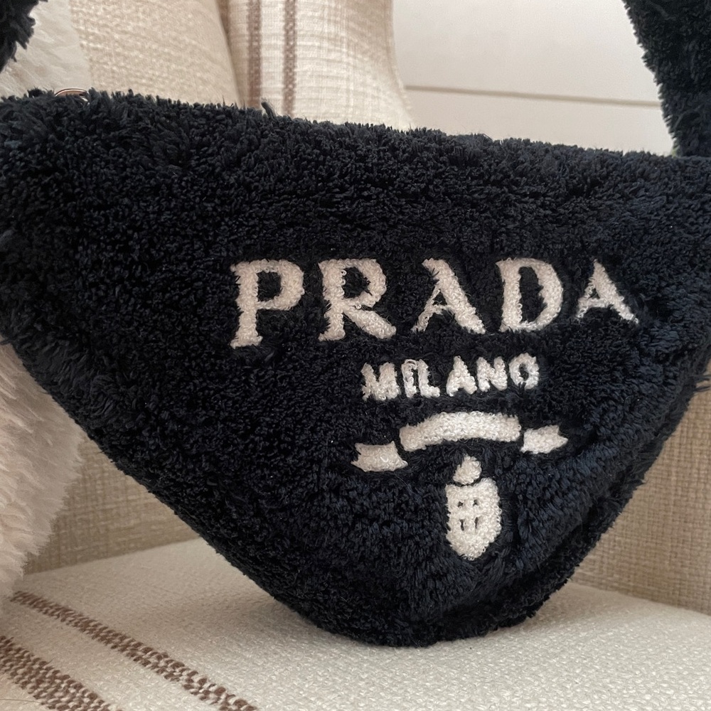 SOLD❗️EUC PRADA Spugna Triangle Pouch Faux-Fur Shoulder Bag - Picture 7 of 11